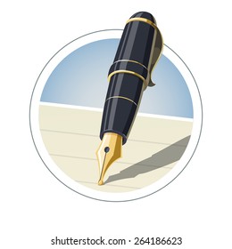 Ink pen. Eps10 vector illustration. Isolated on white background
