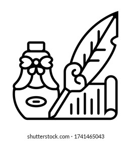 Ink with pen flat vector icon
