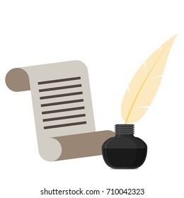 Ink with pen flat vector icon