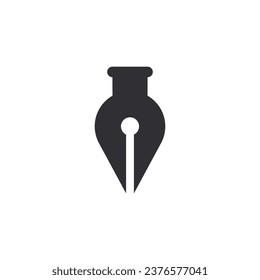 Ink pen. Goose feather. Bird nib. Logo template. Black feather. Quill feather. Bird plume. Ink pen icon. Literature symbol. Writer's. Poet icon. Quill icon. Feather silhouette. ink pot. Retro pen logo