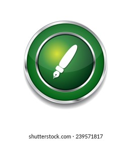 Ink Pen Green Vector Icon Button