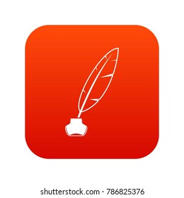 Ink with pen icon digital red for any design isolated on white vector illustration