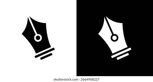 Icono de pluma de tinta en conjunto de Vector sólido negro plano