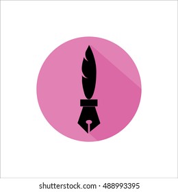 Ink pen icon. Flat design with shadow icons pen
