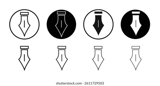 Ink pen icon Flat simple outline set