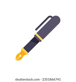 Ink pen icon flat vector. Text write. Hand pencil isolated