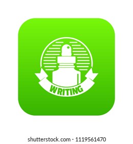 Ink for pen icon green vector isolated on white background