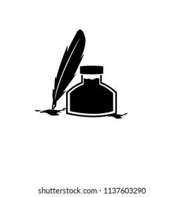 Ink with pen icon isolated on white background vector illustration
