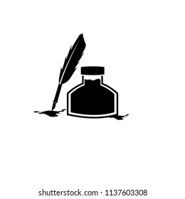 Ink with pen icon isolated on white background vector illustration