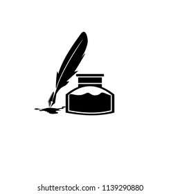 Ink with pen icon isolated on white background vector illustration