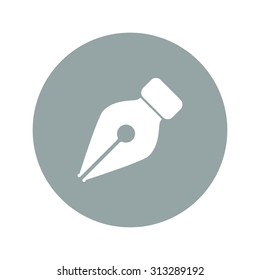 Ink pen Icon Isolated on red Background.