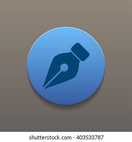 Ink pen Icon Isolated on red Background.