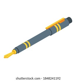 Ink pen icon. Isometric of ink pen vector icon for web design isolated on white background