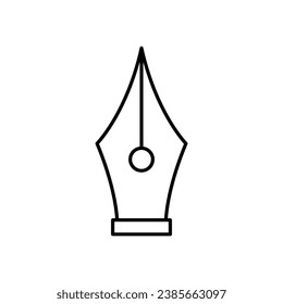 Tinten-Symbol. Einfache Kontur. Springbrunnen, Kalligrafie-Tool, Nib, Schreiben, Brief, alt, klassisches Konzept. Dünnliniensymbol. Vektorgrafik einzeln.