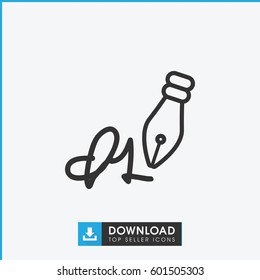 ink pen icon. simple outline ink pen vector icon. on white background.