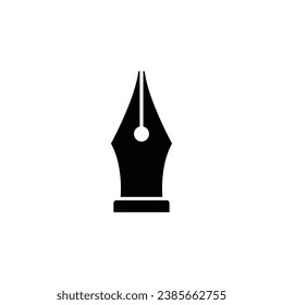 Ink pen icon. Simple solid style. Fountain, calligraphy tool, nib, write, letter, old, classic contact. Black silhouette, glyph symbol. Vector illustration isolated.