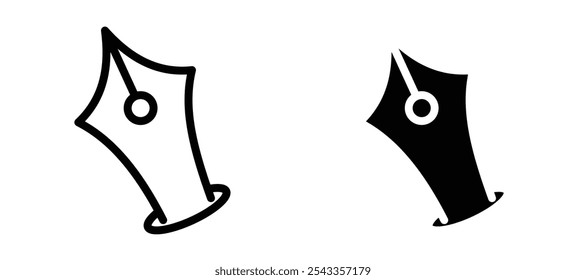Ink pen icon symbol collection on white background.