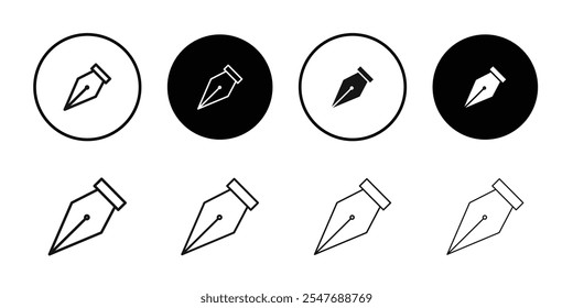 Icono de pluma de tinta Ilustración plana de línea delgada