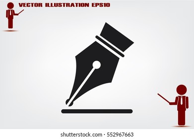 Ink Pen icon vector EPS 10, abstract signs  flat design,  illustration modern isolated badge for website or app - stock info graphics.