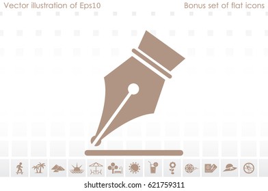 Ink Pen icon vector EPS 10, abstract signs  flat design,  illustration modern isolated badge for website or app - stock info graphics.