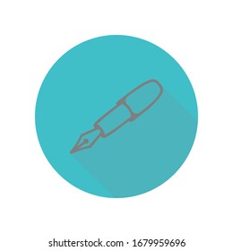 Ink pen long shadow icon. Simple glyph, flat vector of web icons for ui and ux, website or mobile application