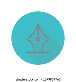 Ink pen long shadow icon. Simple glyph, flat vector of web icons for ui and ux, website or mobile application
