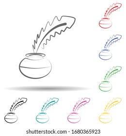 Ink and pen multi color set icon. Simple thin line, outline of theatre icons for ui and ux, website or mobile application