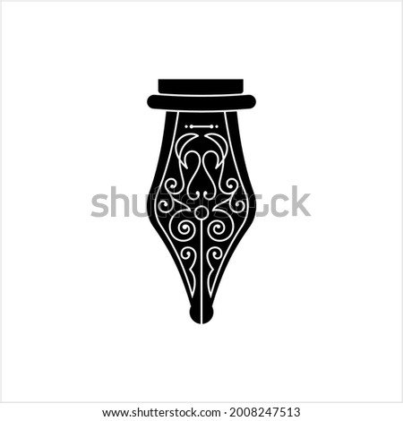 Ink Pen Nib Icon, Fountain Pen Nib, Writing Pen Nib Vector Art Illustration