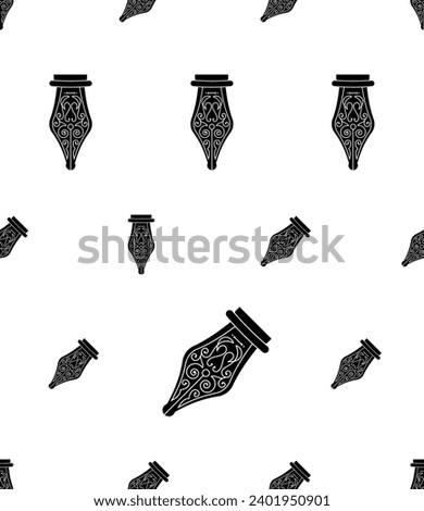 Ink Pen Nib Icon Seamless Pattern, Fountain Pen Nib, Writing Pen Nib Vector Art Illustration