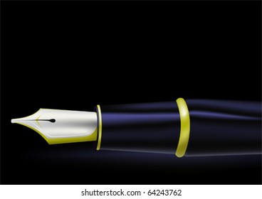 Ink pen on a black background