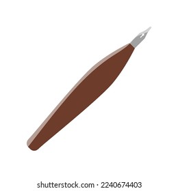 Ink pen on white background. Painting tools for painter or craftsman cartoon illustration. Art, craft, equipment concept