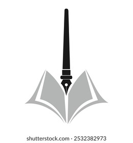 Ink pen and open book graphic design 