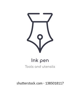 ink pen outline icon. isolated line vector illustration from tools and utensils collection. editable thin stroke ink pen icon on white background