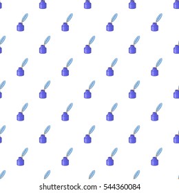 Ink with pen pattern. Cartoon illustration of ink with pen vector pattern for web