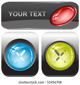 Ink pen and pencil. Vector internet buttons.