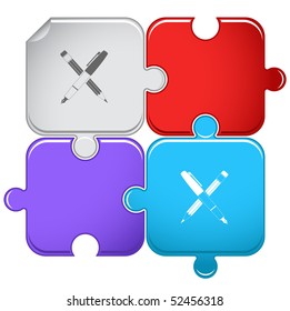 Ink pen and pencil. Vector puzzle.