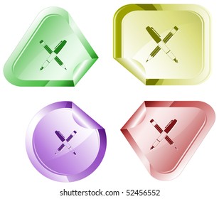 Ink pen and pencil. Vector sticker.