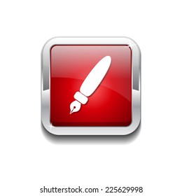 Ink Pen Red Vector Icon Button