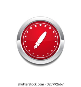 Ink Pen Red Vector Icon Button