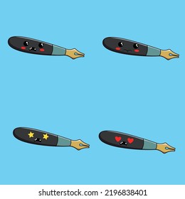 el set de lápiz de tinta es una caricatura vectorial, un doodle lindo con un tema escolar.
Perfecto para el diseño de camisetas, mercadería, pegatinas, logotipos, emojis, etc.
