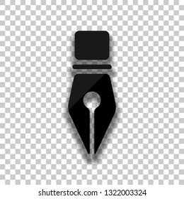 ink pen, simple icon. Black glass icon with soft shadow on transparent background