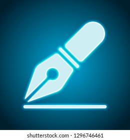 ink pen, simple icon. Neon style. Light decoration icon. Bright electric symbol