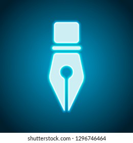 ink pen, simple icon. Neon style. Light decoration icon. Bright electric symbol