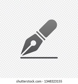 ink pen, simple icon. On grid background