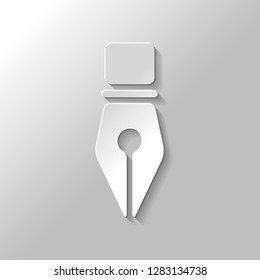 ink pen, simple icon. Paper style with shadow on gray background