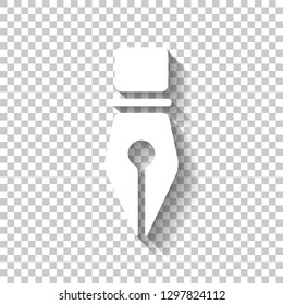 ink pen, simple icon. White icon with shadow on transparent background