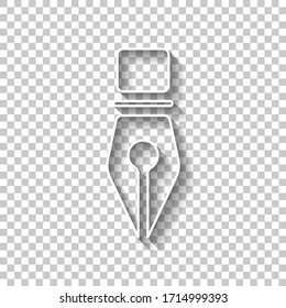 Ink Pen, Simple Icon. White Outline Sign With Shadow On Transparent Background