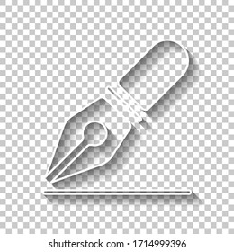 Tintenstift, einfaches Symbol. Weißes Rahmenzeichen mit Schatten auf transparentem Hintergrund