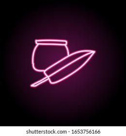 Ink and pen sketch neon icon. Simple thin line, outline vector of education icons for ui and ux, website or mobile application
