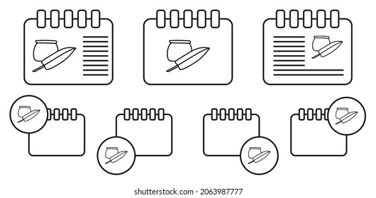 Icono de vector de esbozo de lápiz y lápiz en la ilustración de conjunto de calendario para ui y ux, sitio web o aplicación móvil
